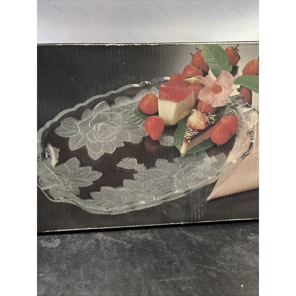 Home Beautiful Crystal Rose Pearls Serving Tray Oblong 13 In WY301/349 In Box